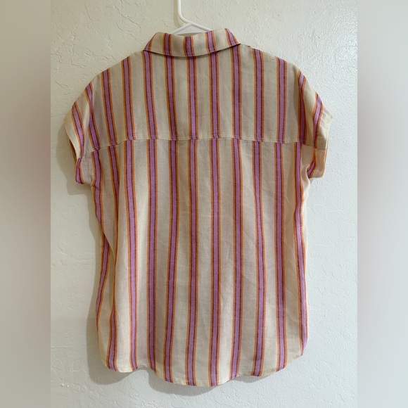Marine Layer Pink & Cream Women’s Lyocell Tencel Stripes Button Up Shirt size XS - Picture 3 of 6